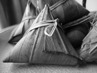Zongzi in bamboo leaves
